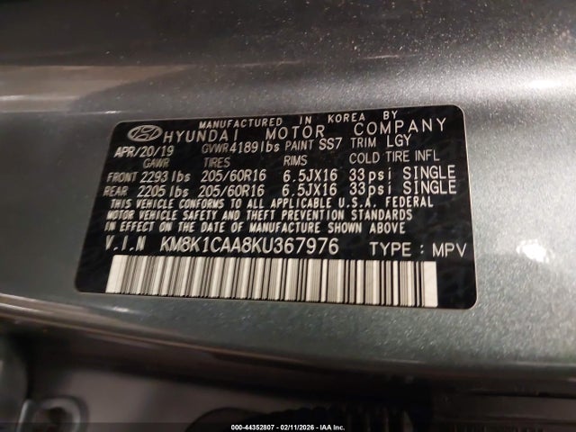 2019 HYUNDAI KONA KM8K1CAA8KU367976 Photo 8