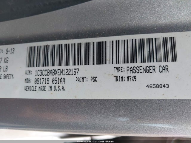 2014 CHRYSLER 200 1C3CCBABXEN122167 Photo 8