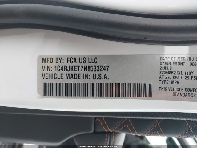 1C4RJKET7N8533247 Jeep Grand Cherokee L Summit Reserve 4x4