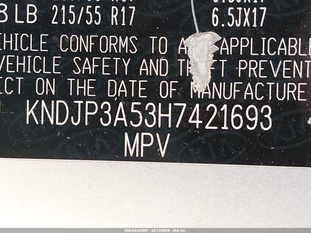 KNDJP3A53H7421693 KIA SOUL +