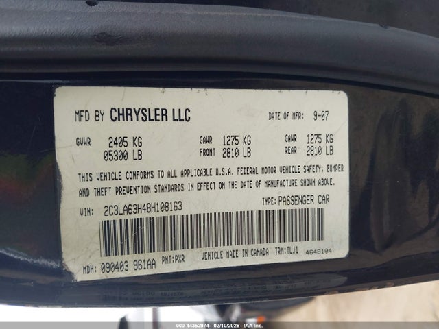 Продаж на аукціоні авто 2008 Chrysler 300c Hemi, vin: 2C3LA63H48H108163, номер лоту: 44352974
