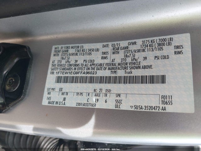Ford F-150 Xlt 2015 1FTEW1EG9FFA96023 Image 9