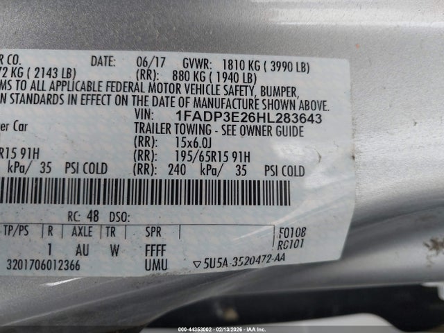Ford FOCUS S 2017 1FADP3E26HL283643 Image 9
