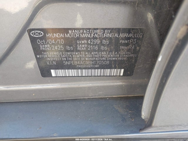 2011 HYUNDAI SONATA 5NPEB4AC9BH170508 Photo 8