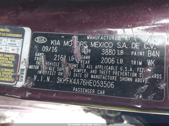Aukcja sprzedaży 2017 Kia Forte Lx, vin: 3KPFK4A76HE053506, numer aukcji: 44353055