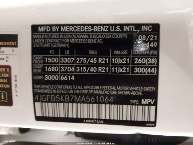 4JGFB5KB7MA561064 Mercedes-Benz Gle 450 4matic