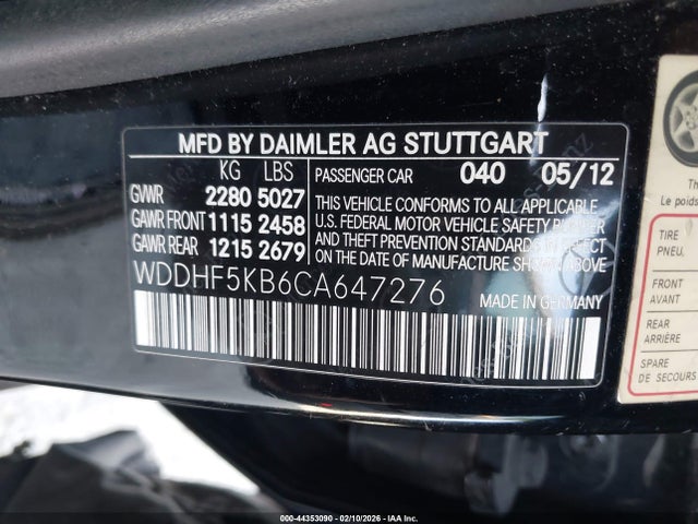 Aukcja sprzedaży 2012 Mercedes-benz E 350, vin: WDDHF5KB6CA647276, numer aukcji: 44353090