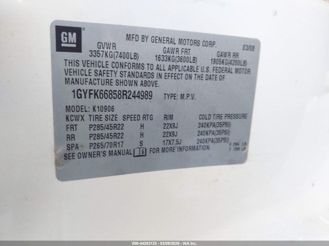 2008 CADILLAC ESCALADE ESV 1GYFK66858R244989 Photo 8