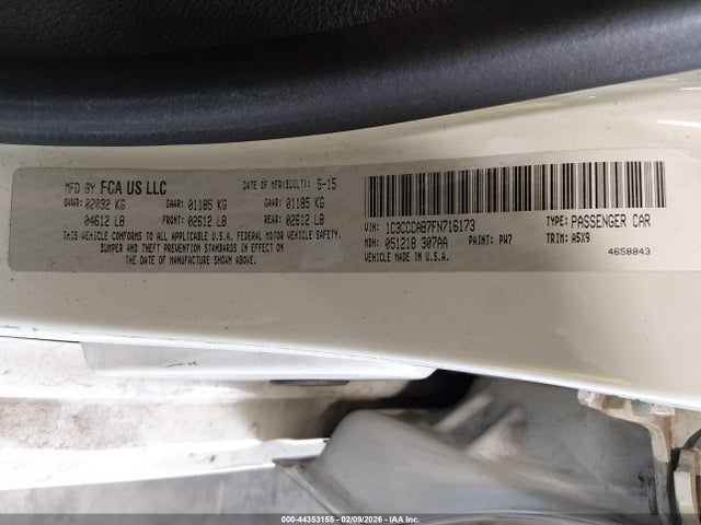 44353155 :رقم المزاد ، 1C3CCCAB7FN716173 vin ، 2015 Chrysler 200 Limited مزاد بيع