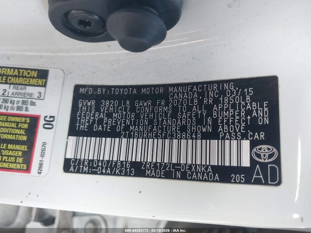Toyota COROLLA LE 2015 2T1BURHE5FC388648 Image 9
