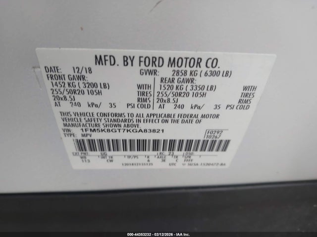 2019 FORD EXPLORER 1FM5K8GT7KGA83821 Photo 8