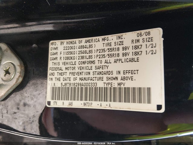 2009 ACURA RDX 5J8TB18299A000333 Photo 8