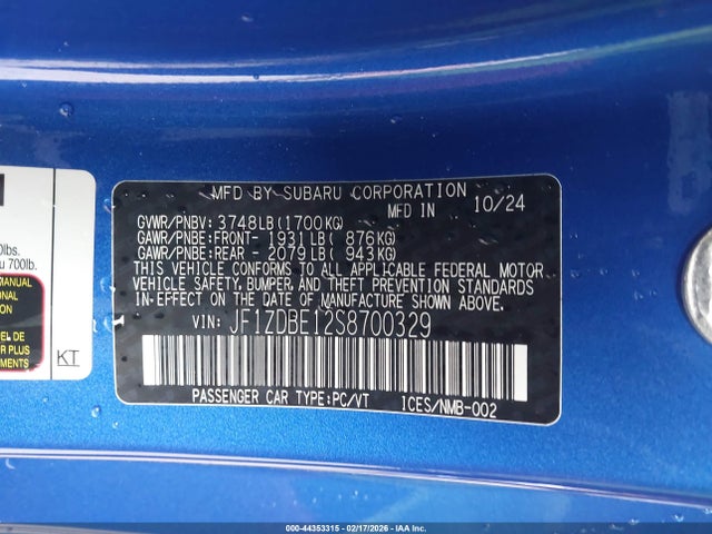 Subaru Brz Limited 2025 JF1ZDBE12S8700329 Image 9