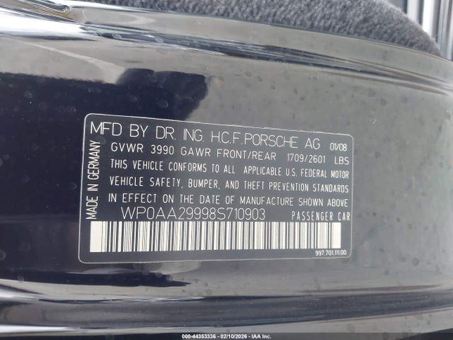 2008 PORSCHE 911 WP0AA29998S710903 Photo 8