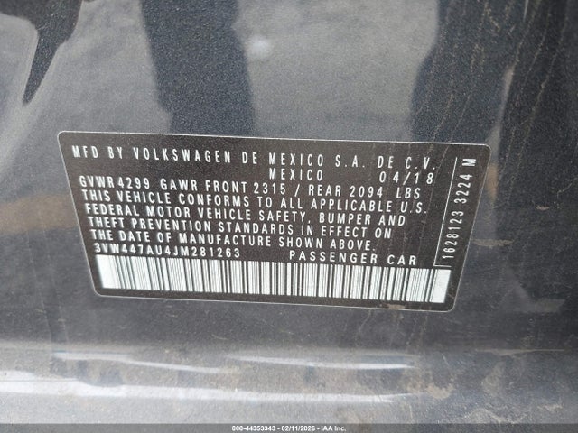 3VW447AU4JM281263 Volkswagen Golf Gti 2.0t Autobahn/2.0t S/2.0t Se