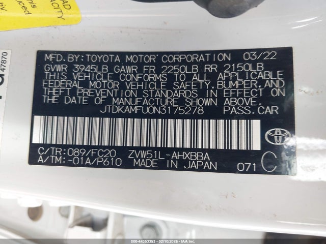 2022 TOYOTA PRIUS JTDKAMFU0N3175278 Photo 8