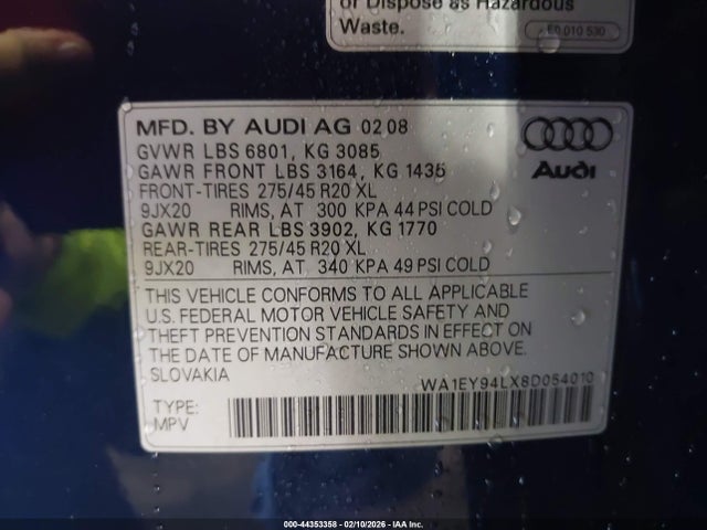 2008 AUDI Q7 WA1EY94LX8D054010 Photo 8