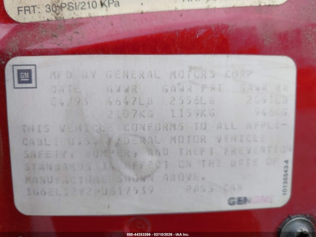 1993 CADILLAC ELDORADO 1G6EL12Y2PU617539 Photo 8