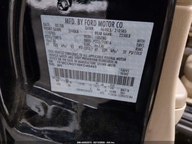 2008 FORD ESCAPE 1FMCU93118KD49495 Photo 8