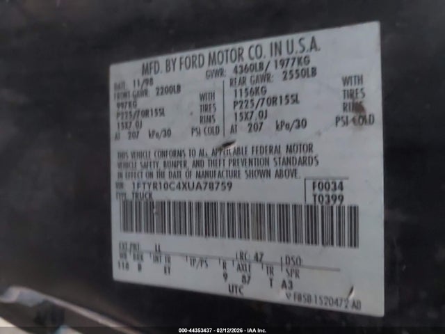 1999 FORD RANGER 1FTYR10C4XUA78759 Photo 8