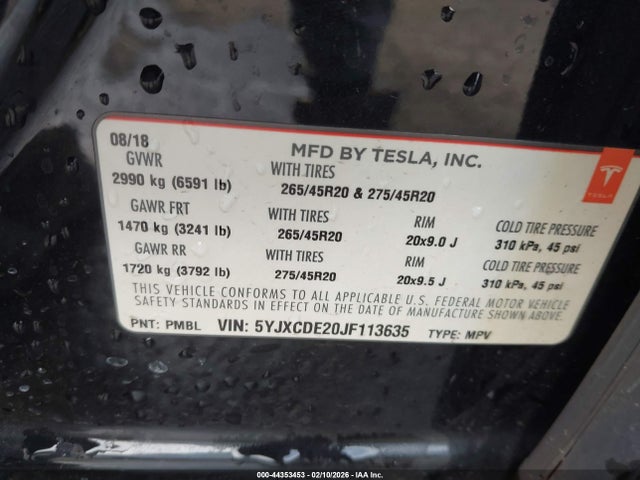 2018 TESLA MODEL X 5YJXCDE20JF113635 Photo 8