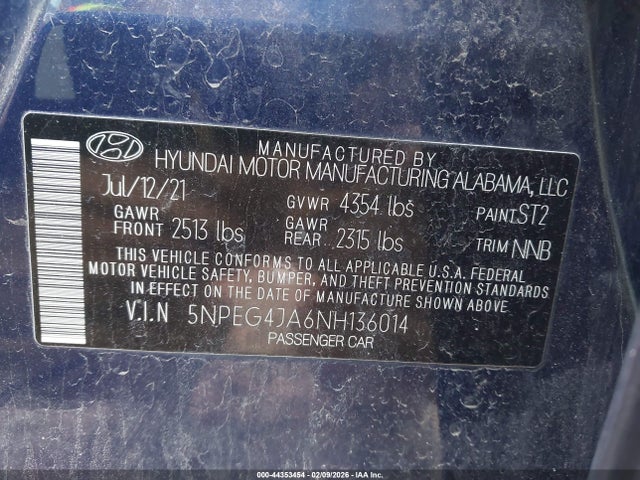 2022 HYUNDAI SONATA 5NPEG4JA6NH136014 Photo 8