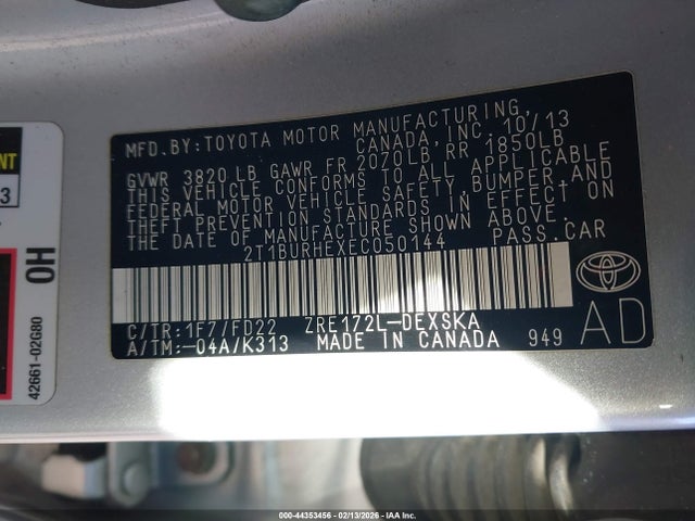 2T1BURHEXEC050144 Toyota Corolla S Plus