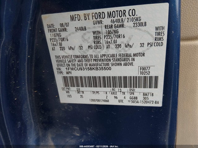 2008 FORD ESCAPE 1FMCU93158KB35500 Photo 8