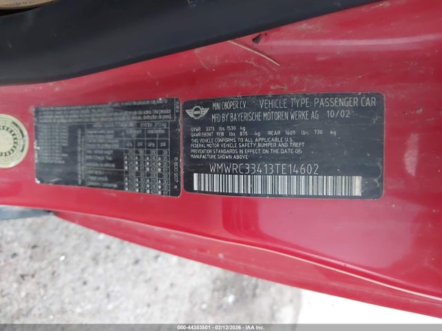 2003 MINI COOPER WMWRC33413TE14602 Photo 8