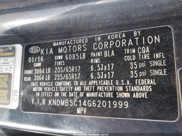 KNDMB5C14G6201999 KIA SEDONA LX