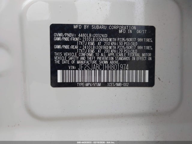 2017 SUBARU FORESTER JF2SJABC1HH801974 Photo 8