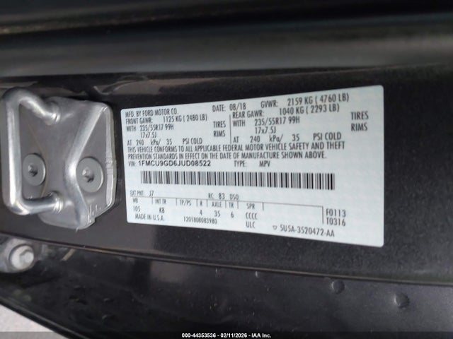 2018 FORD ESCAPE 1FMCU9GD6JUD08522 Photo 8