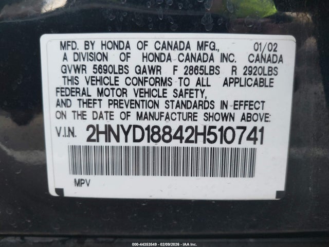 2002 ACURA MDX 2HNYD18842H510741 Photo 8