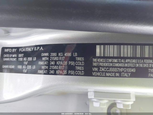 2017 JEEP RENEGADE ZACCJBBB7HPG10049 Photo 8