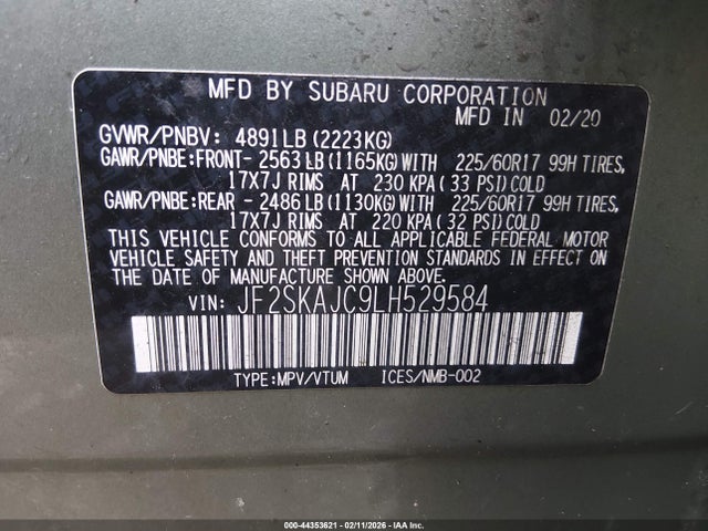 JF2SKAJC9LH529584 Subaru Forester Premium