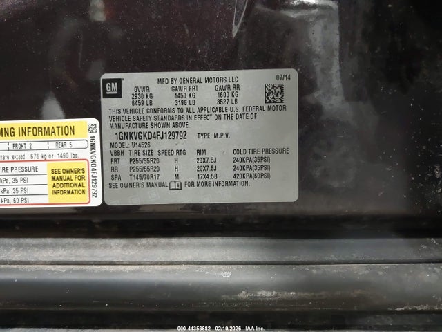 Chevrolet Traverse 1lt 2015 1GNKVGKD4FJ129792 Image 9