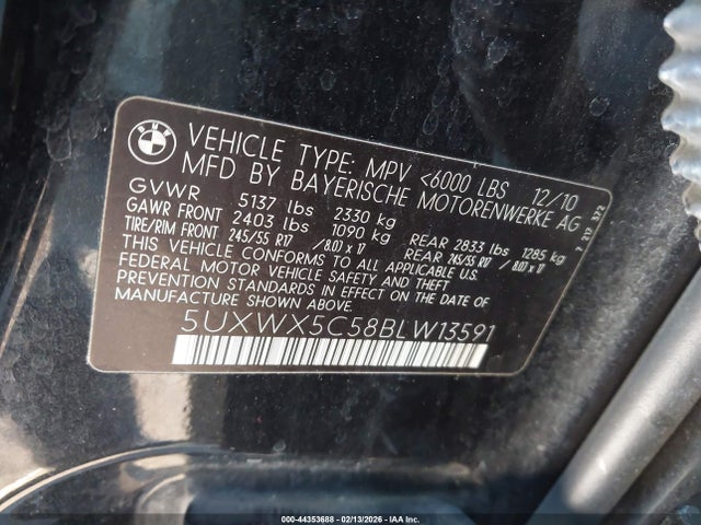 2011 BMW X3 5UXWX5C58BLW13591 Photo 8