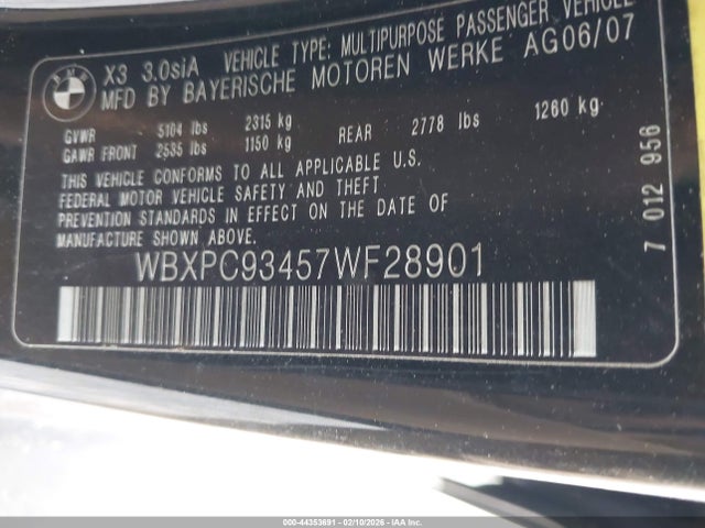 2007 BMW X3 WBXPC93457WF28901 Photo 8