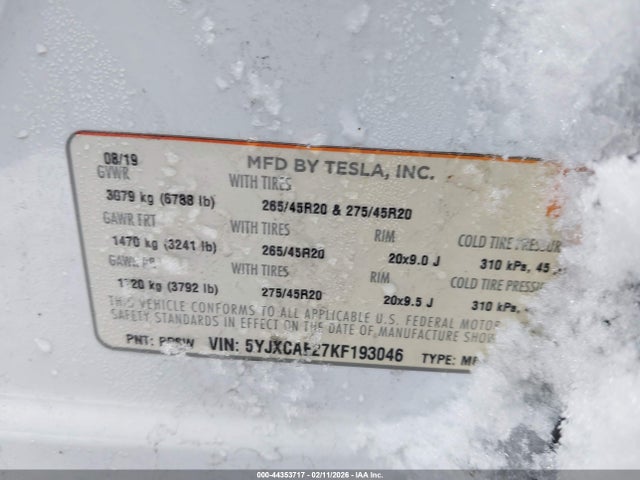 5YJXCAE27KF193046 Tesla MODEL X