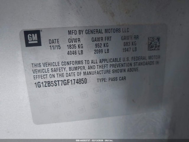 1G1ZB5ST7GF174850 Chevrolet MALIBU LS