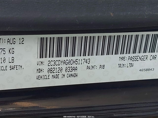 2013 DODGE CHALLENGER 2C3CDYAG0DH511743 Photo 8