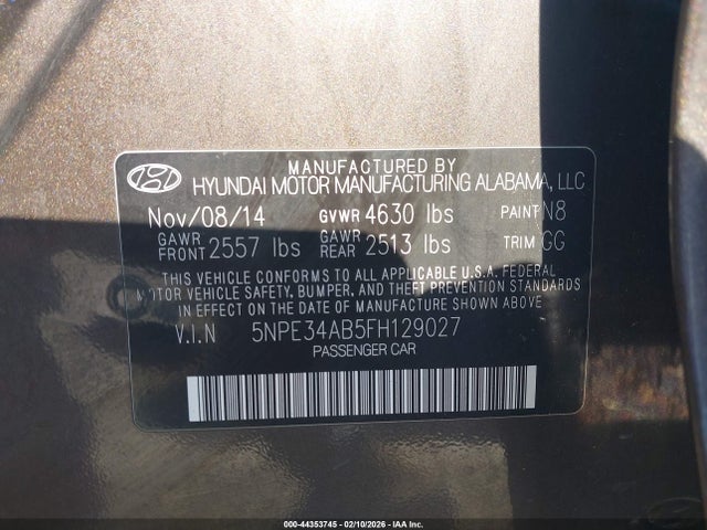 2015 HYUNDAI SONATA 5NPE34AB5FH129027 Photo 8