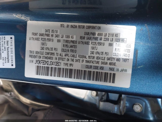2018 Mazda Cx-5 Grand Touring მანქანა იყიდება აუქციონზე, vin: JM3KFBDM2J0410601, აუქციონის ნომერი: 44353763