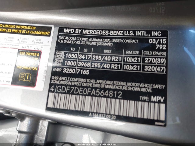 Продаж на аукціоні авто 2015 Mercedes-benz Gl 550 4matic, vin: 4JGDF7DE0FA564812, номер лоту: 44353828