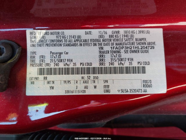 2017 FORD FOCUS 1FADP3H21HL204729 Photo 8