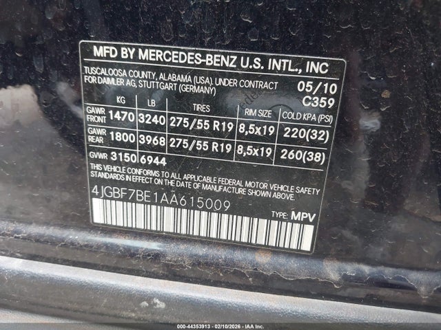 2010 MERCEDES-BENZ GL 450 4JGBF7BE1AA615009 Photo 8