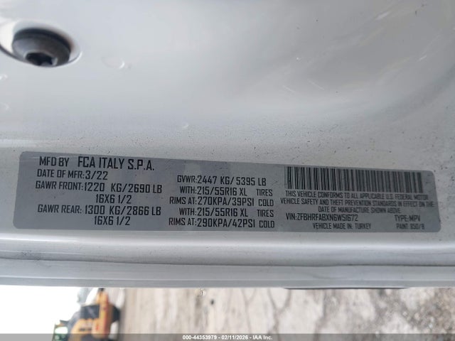 Продаж на аукціоні авто 2022 Ram Promaster City Cargo Van, vin: ZFBHRFABXN6W51672, номер лоту: 44353979