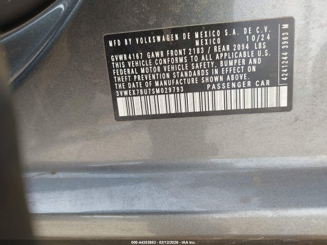 Aukcja sprzedaży 2025 Volkswagen Jetta 1.5t Se, vin: 3VWEX7BU7SM029793, numer aukcji: 44353983