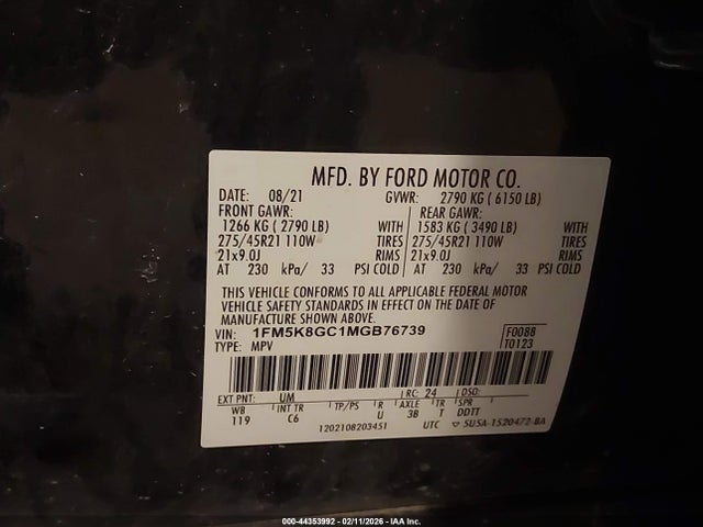 2021 FORD EXPLORER 1FM5K8GC1MGB76739 Photo 8