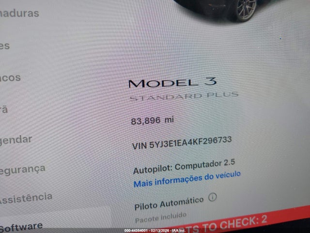 44354001 :رقم المزاد ، 5YJ3E1EA4KF296733 vin ، 2019 Tesla Model 3 Long Range/mid Range/standard Range/standard Range Plus مزاد بيع